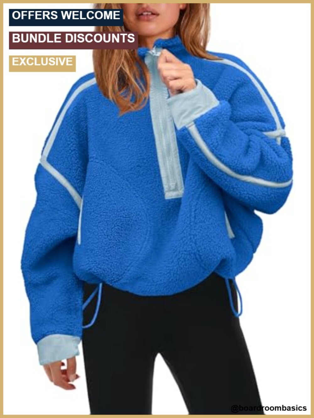 Women's Half Zip Fleece Pullover Sherpa Jacket Long Sleeve Fuzzy Sweatshirt